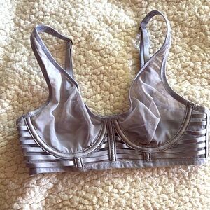 Victoria Secrets lined mesh Demi bra Dream Angels 32A shiny grey